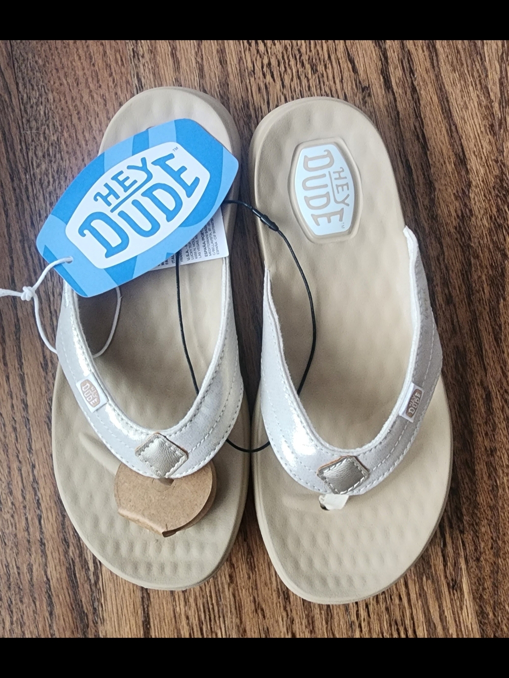 Hey Dude Girls Flip Flops Natural/Gold